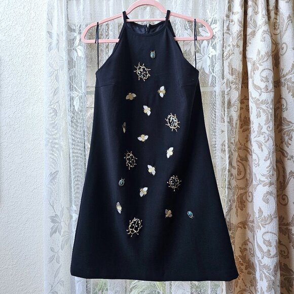 Victoria Beckham Halter Bees & Beetles Dress, S, Black - Picture 1 of 10